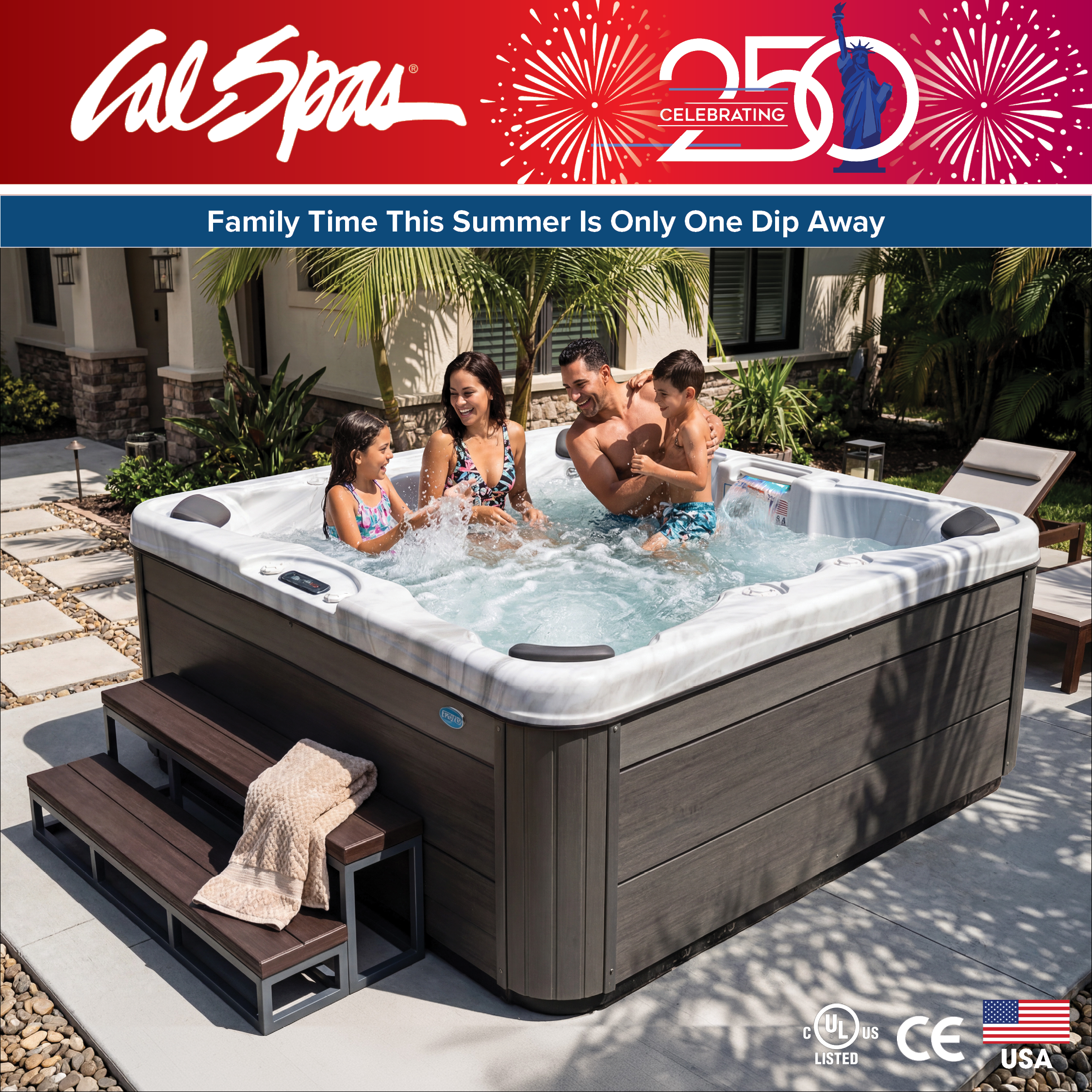 Calspas hot tub being used in a family setting - Pocatello